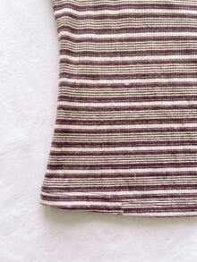 Women's Knit Striped Camisole, Regular Length, Open Back Tie Strap Design - Pink - View 6