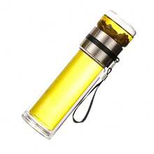 Cốc trà thủy tinh hai lớp 350/400ml, có tay cầm tiện lợi, nắp đậy kín, lưới lọc tách trà và nước, dễ dàng vệ sinh. - trong suốt - Xem 11