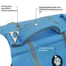 Metglad High Buoyancy & Reflective Pet Life Jacket, Thick Rescue Handle And Metal D-Ring Protect Dogs During Water Activities, Adjustable Size Suitable For Small, Medium And Large Dogs - Baby Blue - View 6