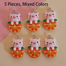 5/10 chiếc mặt dây chuyền hình chú heo cam dễ thương ngộ nghĩnh, phụ kiện làm trang sức DIY - Nhiều màu - Xem 14