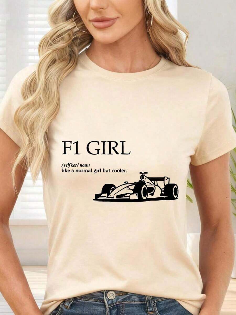 GiftCamiseta de con Estampado de Letras para Uso Diario y OcioSoft - Albaricoque - Ver 1