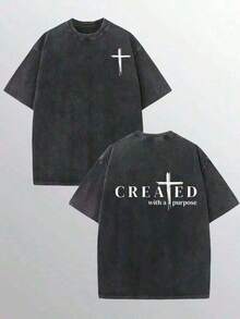 One Unisex Loose-Fitting T-Shirt With A Crew Neck And Short Sleeves, Featuring A Distressed Effect. Designed By A Y2K Style Artist, It's Made From 100% Cotton (220g). This Casual And Versatile Style Is Perfect For Streetwear, Everyday Wear, Camping, Concerts, And Hip-Hop, Rock, And Rap Events. It Features A Star Print And Is An Ideal Choice. - 黑色 - 查看 6