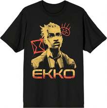Unisex T-Shirt Made Of Pure Cotton, ArcaneEkko Adult Black Trim Neck Short Sleeve T-Shirt, Summer T-Shirt, Blouse, Basic Tops, Tops, Creative Design, Outdoor Play, Cool Style, Fun Design, Great For Outdoor Play, Creative Design, Outdoor Play, Cool Style, Fun Design, Great For Outdoor Play - Black - View 1