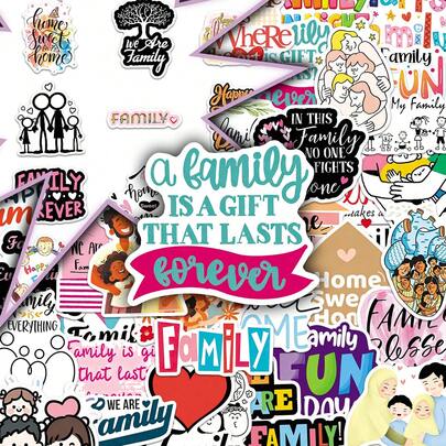 50 adesivos decorativos criativos com frases em inglês sobre casa e família e mensagens positivas para scrapbooking.
