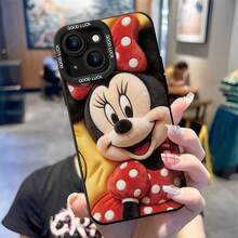 Disney Minnie Mouse Phone Case, Polka Dot Bow Protective Cover. Compatible With IPhone 17, 16, 15, 14, 13, 12, 11 Pro Series And Galaxy S22, S23, S24, S25 Models, Featuring A Close-Up Of Minnie In Plush Texture With Her Iconic Red Polka Dot Bow, Set Against A Yellow Puffy Background, Perfect For Stylish Disney Fans, Ideal For Birthdays, Holidays, Anniversaries, Graduation Gifts, Or Any Special Occasion To Surprise Family, Friends, Classmates, And Loved Ones. - trắng - Xem 5