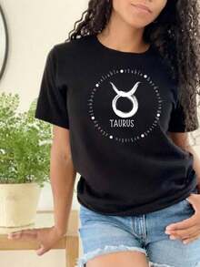 1 T-Shirt With The Zodiac Sign Taurus And Its Characteristics, T-Shirt With The Taurus Sign, Taurus Birthday T-Shirt, Taurus Horoscope, 180g 100% Soft Cotton T-Shirt. - 黑色 7 - 查看 6