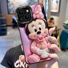 Disney Minnie Mouse Phone Case, Baby Minnie Protective Cover. Compatible With IPhone 17, 16, 15, 14, 13, 12, 11 Pro Series And Galaxy S22, S23, S24, S25 Models, Featuring Plush-Style Baby Minnie Mouse With A Pacifier, Wearing A Pink Polka-Dot Outfit, Set Against A Pink Puffy Background, Perfect For Cute Disney Fans, Ideal For Birthdays, Holidays, Anniversaries, Graduation Gifts, Or Any Special Occasion To Surprise Family, Friends, Classmates, And Loved Ones. - màu đen - Xem 2