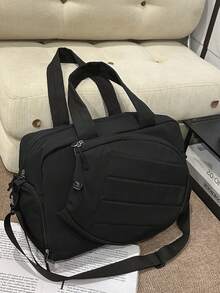 Colorblock Sports Gym Travel Bag, Large Capacity With Tennis Racket Compartment, Waterproof & Wear-Resistant Wet & Dry Separation Handbag, Adjustable Shoulder Strap Crossbody Bag, Suitable For Tennis, Fitness, Business Trip, Airport Check-In, Back To School, Summer, Birthday Gift - MultiWarna - View 9