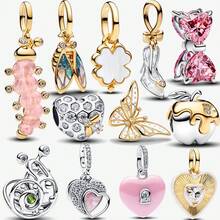 1pc Flag Series, Apple And Flower Pendant Silver Plated Suitable For Bracelet Necklace DIY Gift - Multicolor B - View 4