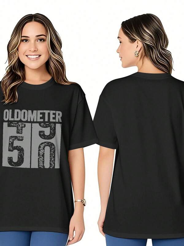 Unisex Oldometer 50 Classic Cotton T-Shirt For Men Women, Casual Short Sleeve Tee Tops, Lightweight & Soft Everyday Wear Cosplay Costume
