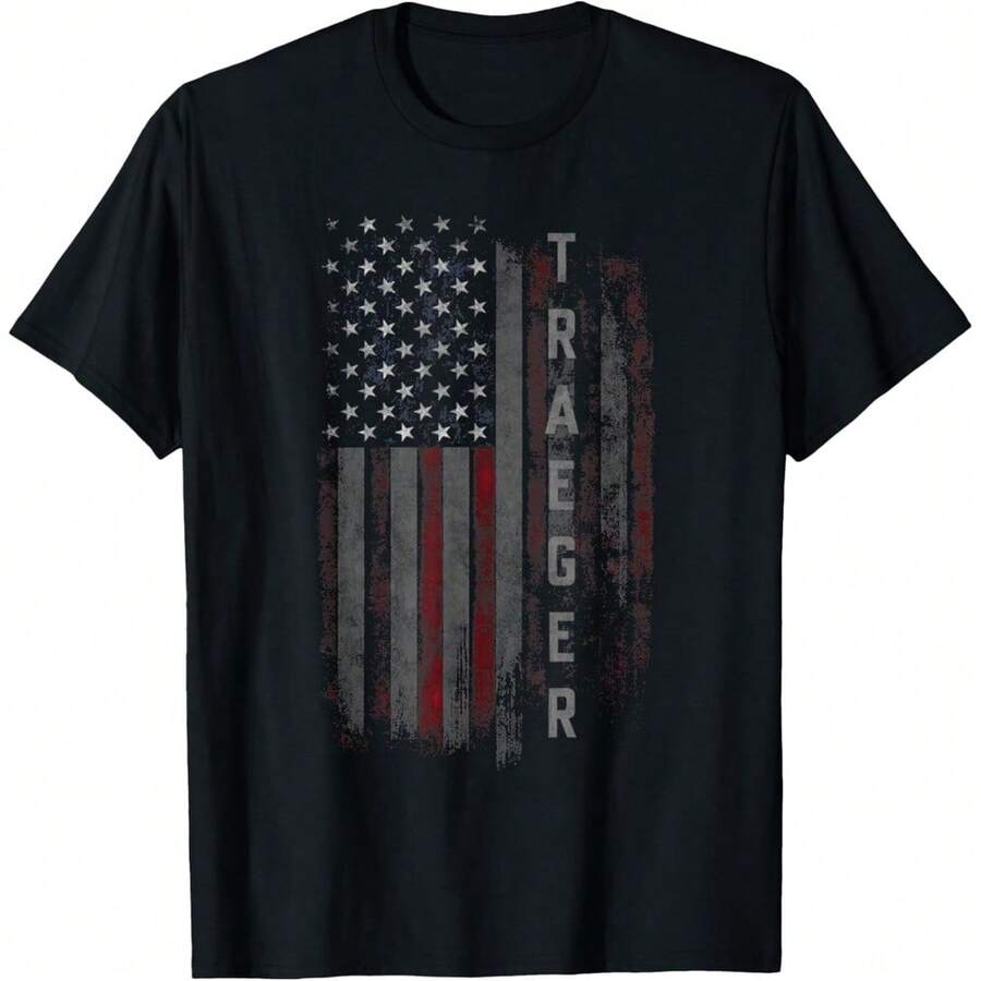 Traeger Family American Flag T-Shirt - Black - View 1