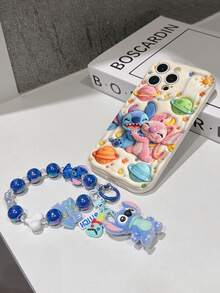 Disney Has Authorized, Phone Case - Chain Set, The Stitch Lilo & Stitch 3D Phone Case Plus A Silicone 3D Stitch Bracelet With Metallic Ring Removable Bracelet, Stitch And Angel Pattern, Compatible With Iphone17/16/15/14/13/12/11/XS/XR/X Plus Pro Max, A Stylish Cartoon Phone Case, The Perfect Gift Choice, Phone Protection, Durable Phone Cover, Great Gift For Friends And Family. - 白色 - 查看 5