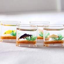 1pc Doll Aquarium, Mini Glass Fish Tank Doll House Home Decor Doll House Decorative Toy - A - View 7