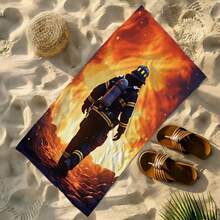 1pc Firefighter Beach Towel, Super Absorbent Oversized Beach Blanket, Suitable For Travel, Swimming Pool, Diving, Surfing, Yoga, Camping, Available In Multiple Sizes, Beach Accessories - Firefighters - View 9