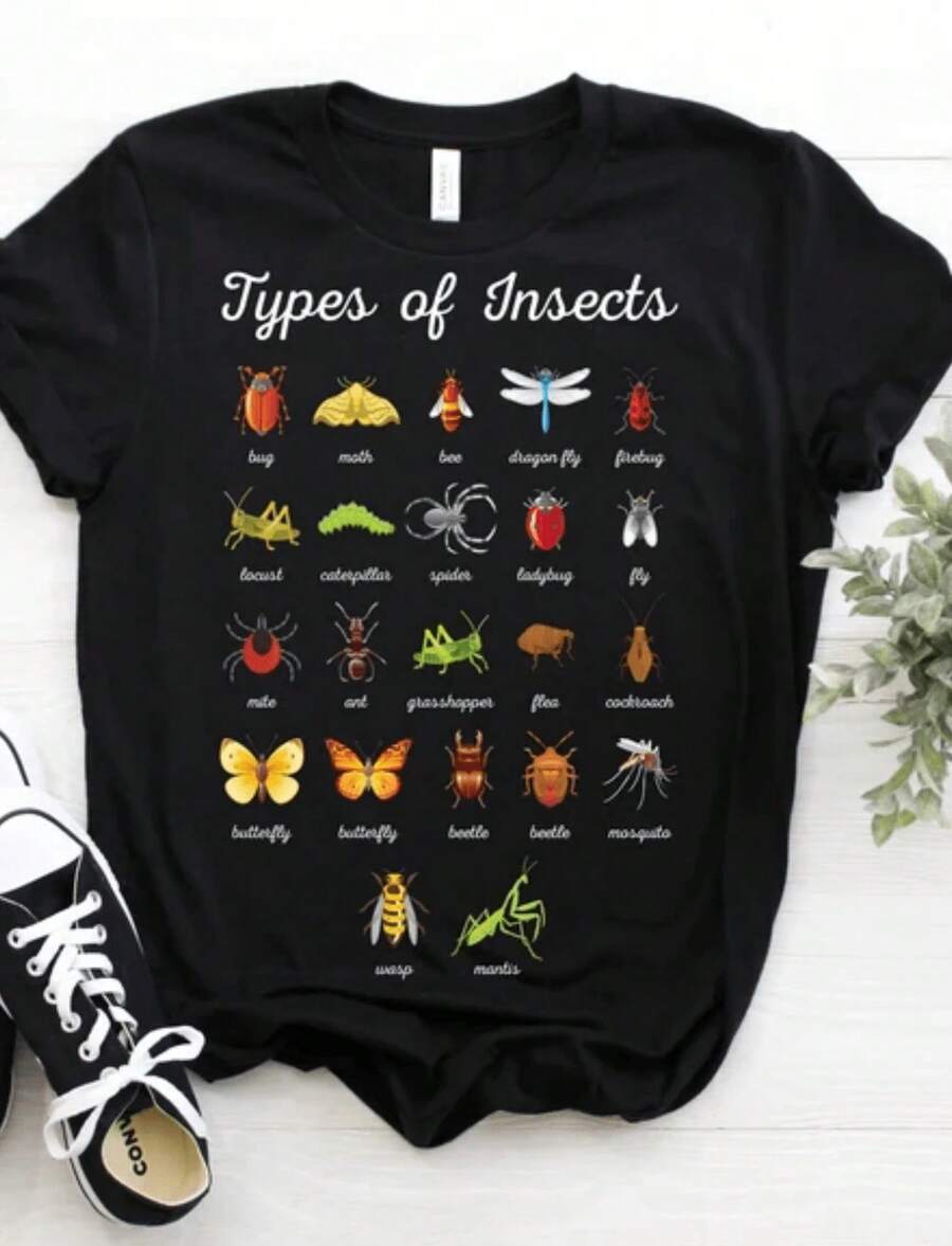 1 Entomology T-Shirt, Insect T-Shirt, Bug T-Shirt, Gifts For Future Entomologists, Insect T-Shirts, Funny Bug Gift, Entomology Clothing, 180g 100% Cotton. - 黑色 9 - 查看 1