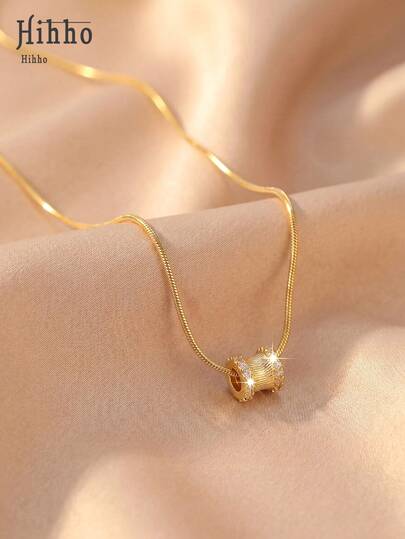 Hihho 1pc Minimalist Waist Chain Necklace For Women, Elegant Snake Bone Chain With Zirconia Pendant, Suitable For Daily, Date, Party And Other Occasions, Great Gift For Girlfriend, Best Friend, Mother