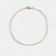 Vòng tay tối giản bằng bạc sterling 925 mạ vàng 18k, kiểu dáng unisex, dây xích hình kẹp giấy cỡ trung bình, dành cho nữ. - Vòng tay dây kẹp giấy - Xem 9