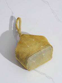 Women's Luxury Fashion Evening Bag With Rhinestone Decor, Suitable For Parties, Gatherings, Birthday Gifts, Matching Formal Dresses - Gold - View 7