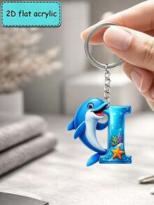 2D Flat Acrylic Keychain, Dolphin Letter Keychain, Novelty Keychain, 26 Letters, Dolphin, Marine Life, Keychain Accessories, Fashion Accessories, Suitable For Various Occasions Matching Keychain - Dolphin - View 7