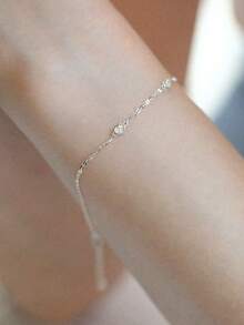 BALMORA 1 chiếc vòng tay bạc Sterling 925 thời trang, thanh lịch, dễ thương, hình trái tim nhỏ lấp lánh dành cho nữ, thích hợp đeo hàng ngày, làm quà tặng tình bạn, dự tiệc. - Bạc - Xem 7