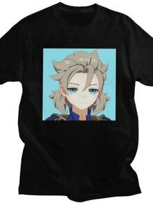playeras de mujer 2026 Custom Trendy Genshin Impacts Albedo Women T Shirt Men Short Sleeve 100 Cotton T-shirt Casual Anime Game Tee Tops Streetwear Tshirts - Negro - Ver 1