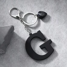 1个简约英文字母钥匙扣，流行黑色字母汽车钥匙链，女士配饰，包包挂饰，节日礼物 - 字母鑰匙扣 - 查看 15