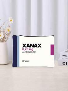 1 unidade de Bolsa para Armazenamento de Medicamentos Leksal Xanax (Alprazolam) - Bolsa para Comprimidos de Alprazolam 0,25mg com Zíper de , Bolsa Cosmética, Bolsa de Armazenamento com Estampa, Bolsa para Guardar Cosméticos, Bolsa para Pequenos Objetos, Bolsa Organizadora, Bolsa para Cosméticos, Bolsa de Higiene Pessoal, Bolsa para Guardar Pincéis e Ferramentas de Maquiagem, Bolsa de Mão, Bolsa de Armazenamento Leve e Dobrável - Multicolorido - Ver 3