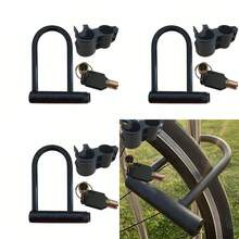 U Shaped Bike Lock Plum Pin W/ Two Keys Heavy Duty Cable - 23W-wIN-uK-u-lock-mH - View 2