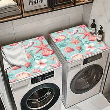 1pc Starfish & Shell Pattern Printed Washing Machine Dust Cover Mat, Rubber Soft Bottom, Laundry Room Accessory, Washing Machine Top Protective Pad, Quick Absorbent And Dry, Refrigerator Dust Cover, Coffee Maker Countertop Absorbent Mat, Diatomite Draining Mat, Modern Laundry Room And Kitchen Appliance Washing Machine And Dryer Dust Cover, Home Decor, Kitchen & Dining Decoration - Multicolor - View 8