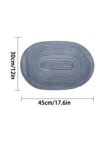 Bộ 1/2/4/6/8 tấm lót bàn hình bầu dục bằng polyester màu be ombre tối giản. - Màu xanh lam - Xem 2