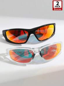 2 pares/set de gafas de moda deportivas para ciclismo, adecuadas para fotografía callejera, atuendo diario, fiestas, senderismo, campamento. Gran regalo para amigos, novios y actividades de festivales. Accesorios, accesorios de playa, Shadesy2kfestival, adecuados para vacaciones de verano en la playa, actividades al aire libre y viajes. - Multicolor - Ver 3