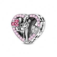 1pc S925 Sterling Silver Heart-Shaped Family Bond Pendant, Featuring Original Family-Themed Design. This Colorful Cubic Zirconia Embedded Pendant Chain Can Be Used For Bracelets And Necklaces. It Serves As A Warm DIY Jewelry Component To Create Sentimental Pieces, Symbolizing Affectionate Feelings, Suitable For Creative Projects And Daily Wear. - Multicolor - View 17