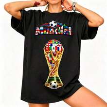 Camiseta de Alta Calidad al por Mayor de la Copa Mundial 2026, Camiseta de Fútbol, Deporte, México, Argentina, Brasil, Uruguay, EE. UU. y Más, Camiseta Blanca, Top Corto, Ropa para el Día de la Madre, Envío Gratis, Ropa Vintage para Mujer, Halloween, Tops de Verano para Mujer, Ropa Y2k para Mujer, Tops de Verano para Mujer, Top para Mujer, Conjuntos de Verano para Mujer, Conjuntos de Vacaciones para Mujer, Conjuntos de Playa para Mujer, Conjuntos de Festival para Mujer, Conjunto para Conciertos Country, Nueva Llegada 2026 - 100% Algodón Transpirable - Negro 5 - Ver 6