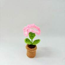 1pc Handmade Crocheted Potted Plant, Tulip/Sunflower/Heart Shaped Flower Desktop Decor, Knit Rose Flower, Forget-Me-Not Potted Plant Gift, Artificial Flowers Desktop Ornament, Party Favor - Multicolor - View 33