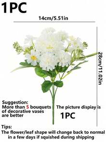 1件人造繡球花絲綢雛菊花束仿真大朵菊花花飾，適用於婚禮花瓶、居家、餐廳、臥室、節日、生日派對、戶外花園裝飾 - 白色 - 查看 3