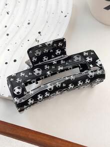 Pince à cheveux motif ballon de football noir, pince à cheveux rectangulaire grande avec imprimé sportif mignon, en matériau acrylique antidérapant, convient aux cheveux épais et fins, accessoire de cheveux idéal pour les fans de sports, pinces à cheveux d'été, pinces de plage, barrettes de vacances - Multicolore - Voir 5