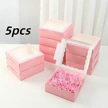 5/10/20pcs Bread Boxes With Window, Pastry Packaging Boxes, Suitable For Macarons, Cookies, Cupcakes, Donuts, Desserts - Bakery, Snacks, Small Cakes - Pink - View 8