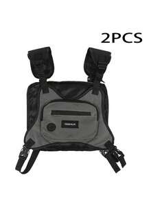 1 chiếc áo vest đa năng unisex kèm túi đeo ngực chiến thuật, túi vest tiện dụng phong cách đường phố, trang phục thường ngày. - Nhiều màu - Xem 7