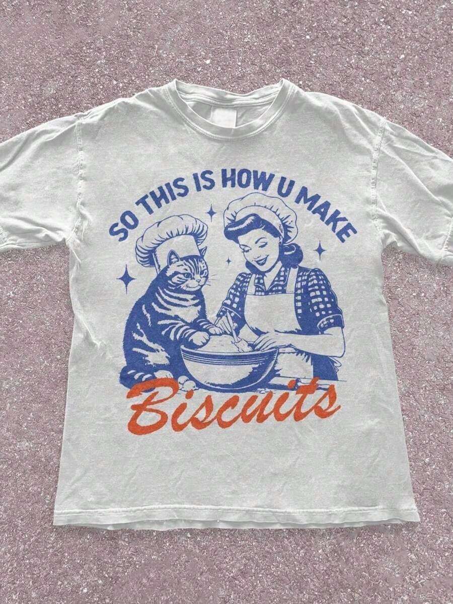 ropa de mujer Camiseta de Gato Humorista, Camiseta Clásica de Cocina, Broma de Cocina Nostálgica, Ropa con Estampado de Gato, Regalo para Mamás de Gatos, Camiseta de Cocina Unisex, Regalo Vintage para Entusiastas de los Gatos camisas de mujer - Blanco - Ver 1