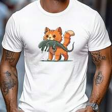 Printed T-Shirt For Men And Women - 白色 - 查看 1