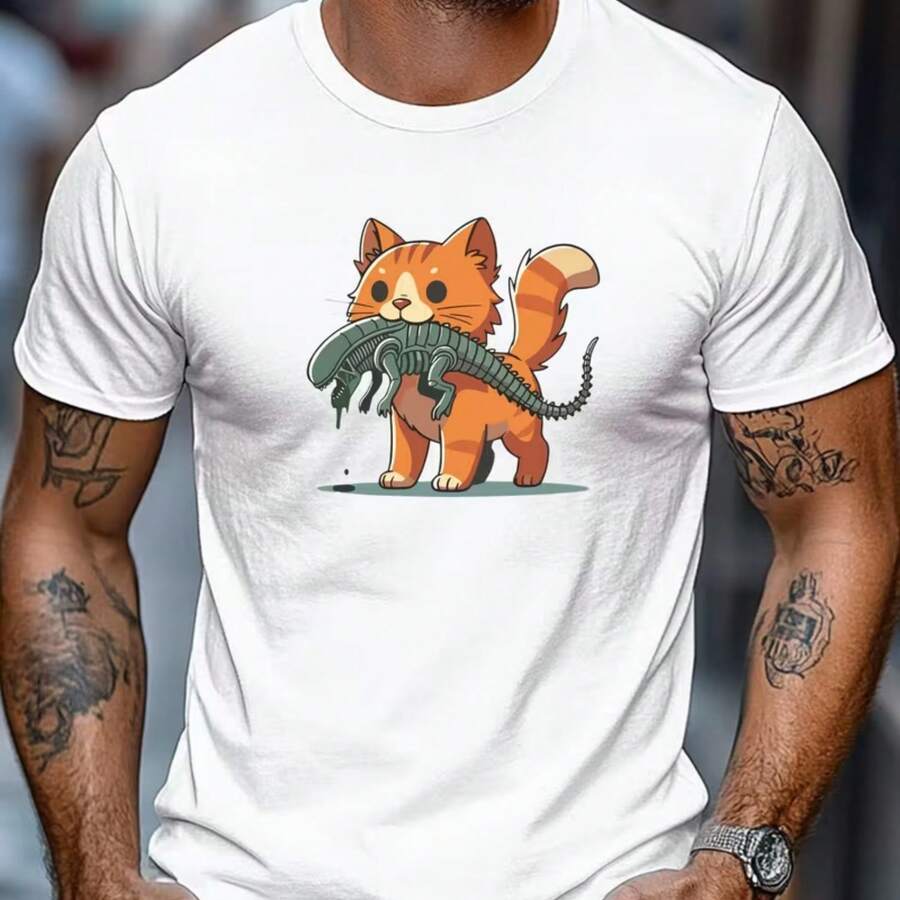 Printed T-Shirt For Men And Women - 白色 - 查看 1