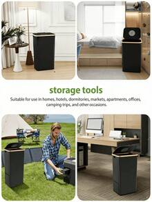 1pc Foldable Storage Box, 100L Recycling Bin With Lid, Removable & Reusable Inner Bag, Includes 1 Removable & Reusable Inner Bag, Suitable For Bottles, Cans, Plastics And Glass. Multifunctional Waste Sorting Box For Home, Apartment, Office And Dorm - Multicolor - View 6
