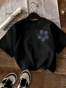 Soft And Breathable Women's Casual T-Shirt With A Delicate Feel - Features An Elegant Geometric Floral Design, Short Sleeves, Machine Washable, In Black, Ideal For Summer, Ladies' T-Shirts. Y2k T-Shirt - 白色 - 查看 1