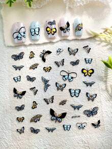 1pc Realistic Colorful Butterfly Nail Art Sticker, 3D Embossed Texture, Self-Adhesive Easy To Apply & Remove, Suitable For Spring/Summer, Outings, Festivals, And Daily Nail Decoration - Multicolor - View 8