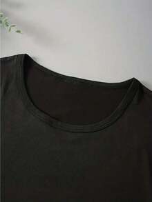 1 pieza de camiseta casual de manga corta para mujer de talla grande - Estampado gráfico tropical de piñas y cocos de Aloha Beaches, cuello redondo, lavable a máquina, para vacaciones de verano y atuendo casual, camiseta de playa, top de corte relajado, camisa con estampado divertido, tela para todas las estaciones 2026 - Negro - Ver 6