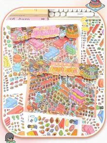 New Large Size DIY Scene Stickers, Adult Landscape Stickers, House Stickers, Scrapbooking Stickers, 3D Miniature House Micro Landscape Stickers, DIY Scrapbook Stickers, Landscape Stickers, Scenery Stickers, Notebook Stickers, Back To School - A - View 12