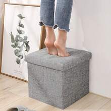 Puff Silla Cubo Organizador Plegable Con Cajón Almacenador - Gris - Ver 5