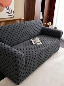 1pc Plush Fabric Anti-Slip Elastic Decorative Sofa Cover, Jacquard Autumn/Winter Floral Pattern Sofa Slipcover, Pet Proof & Dust Proof, Suitable For 1/2/3/4 Seater Sofa, All Season - Multicolor - View 8
