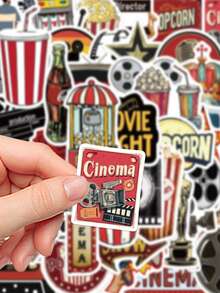 50pcs Vintage Movie Stickers For Journal, Scrapbook, Planner, Suitcase, Phone Case, Notebook, Tablet, Skateboard, Guitar, Holiday Decoration, Self-Adhesive Seal Stickers - Retro Movies - View 3