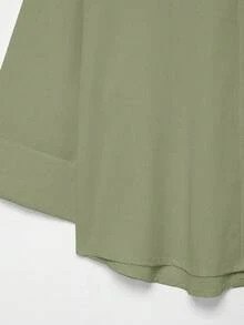 YROOE Damen Lässig Vielseitige Bluse, Minimalistisch/Business Casual/Täglicher Arbeitsweg/Einfach Elegant, Mode Lässig Umlegekragen Weite Ärmel Hemd, Frühling/Sommer/Herbst/Winter, Office Siren - Olivgrün - Übersicht 4